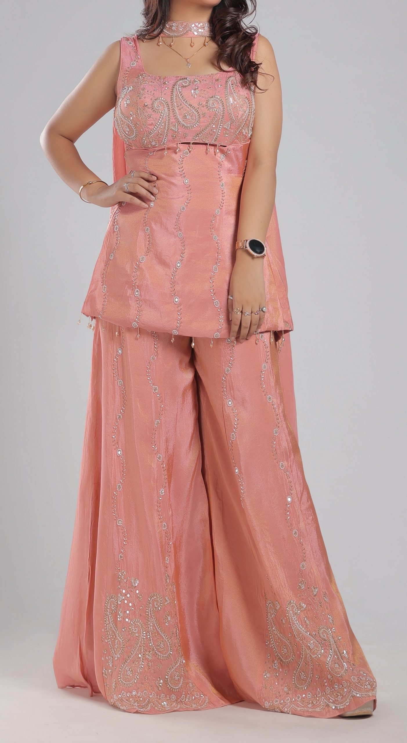Pink Embroidered Sharara Set - Image 4