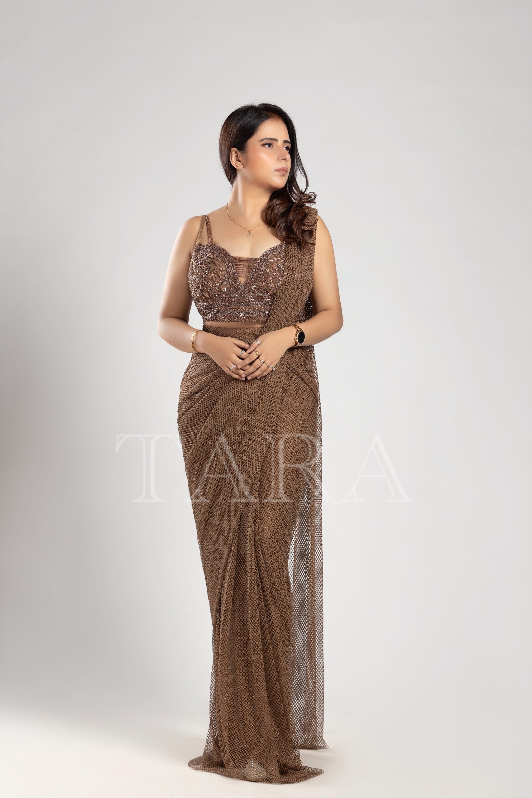 Pre Drape Embroidered Saree - Image 2