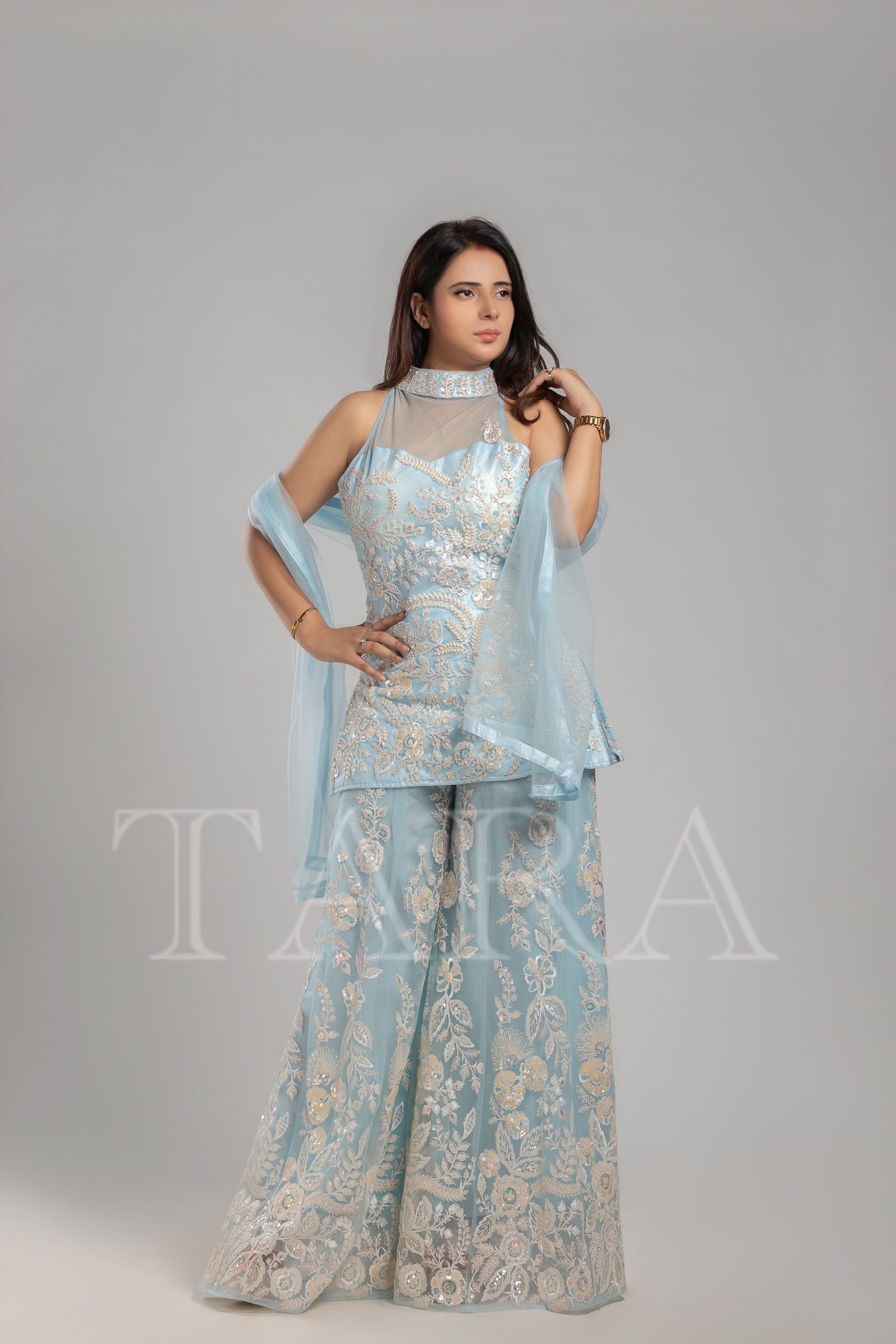 Ice Blue Embroidered Set - Image 2