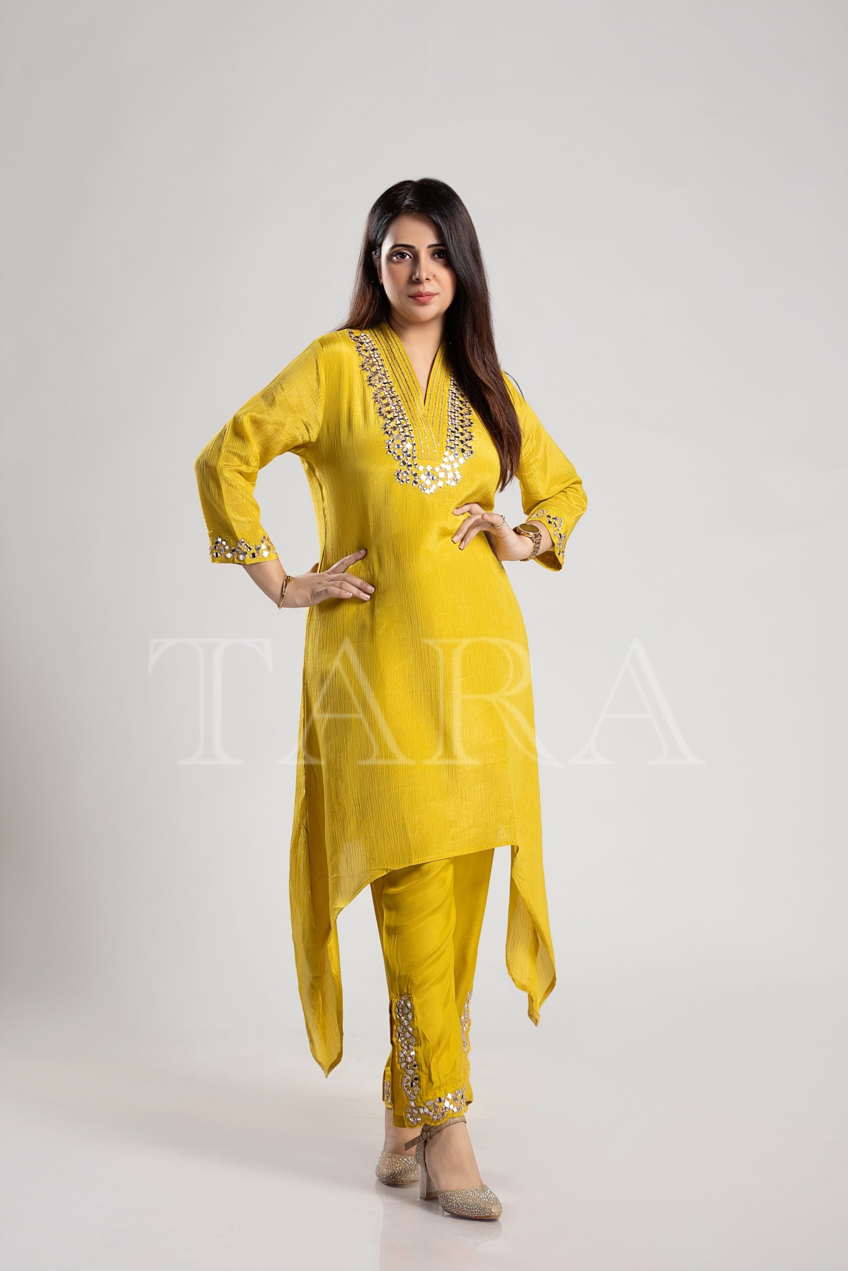 Embroidered Mustard Yellow Suit