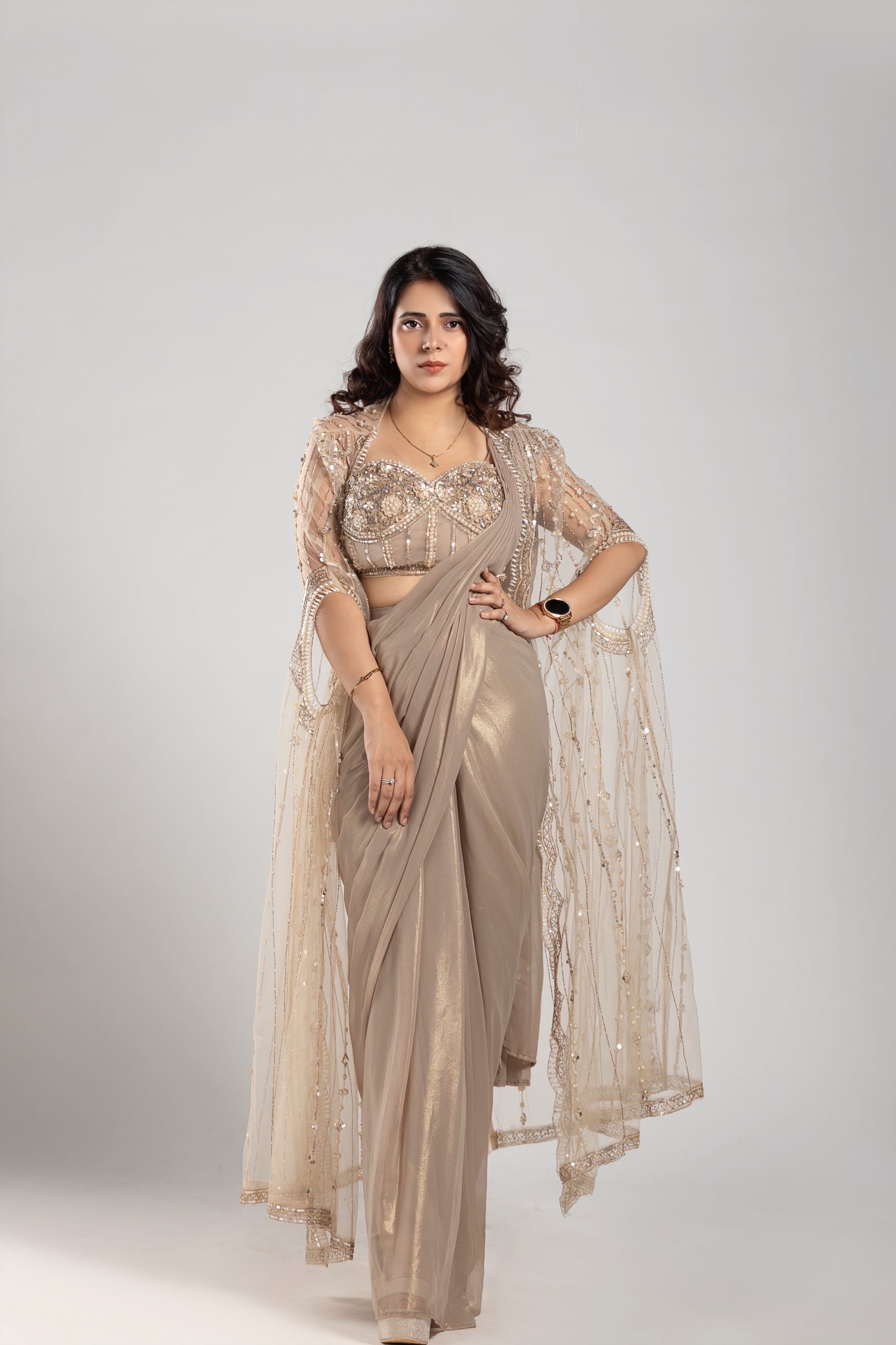 Pre-Pleated Drape Saree - Image 7