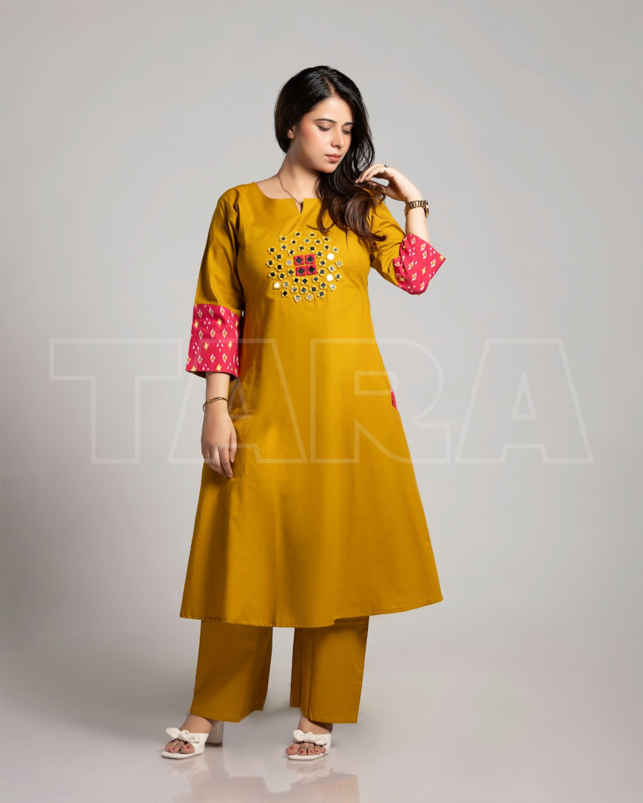 Mustard A-line Kurta Set - Image 3