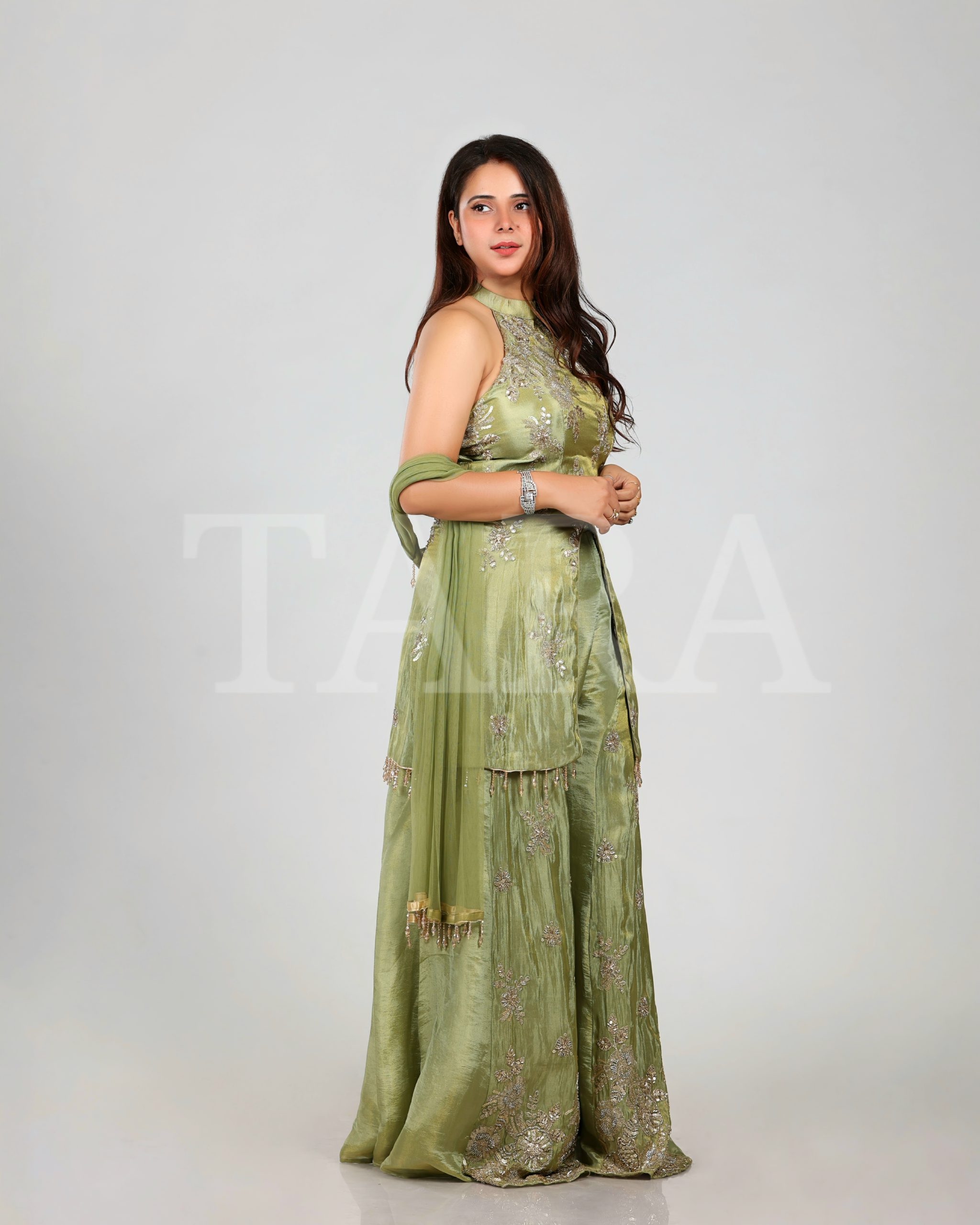 Sage Green Sharara Suit - Image 3