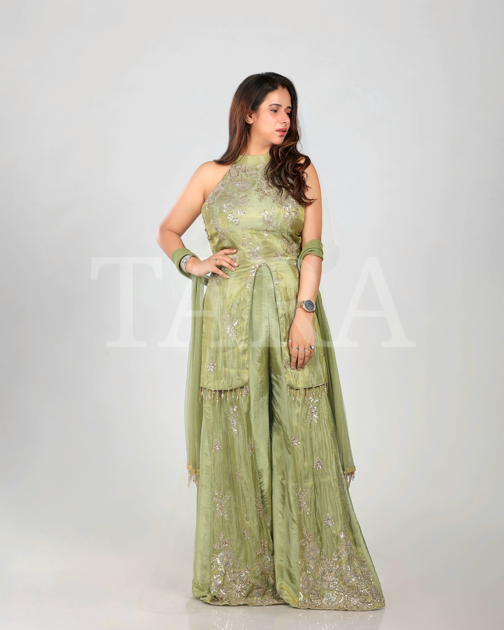 Sage Green Sharara Suit - Image 2