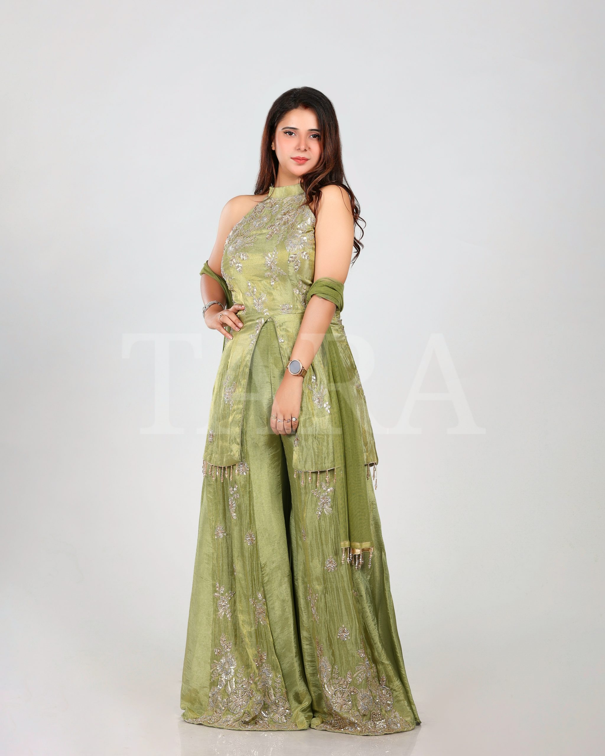 Sage Green Sharara Suit - Image 4
