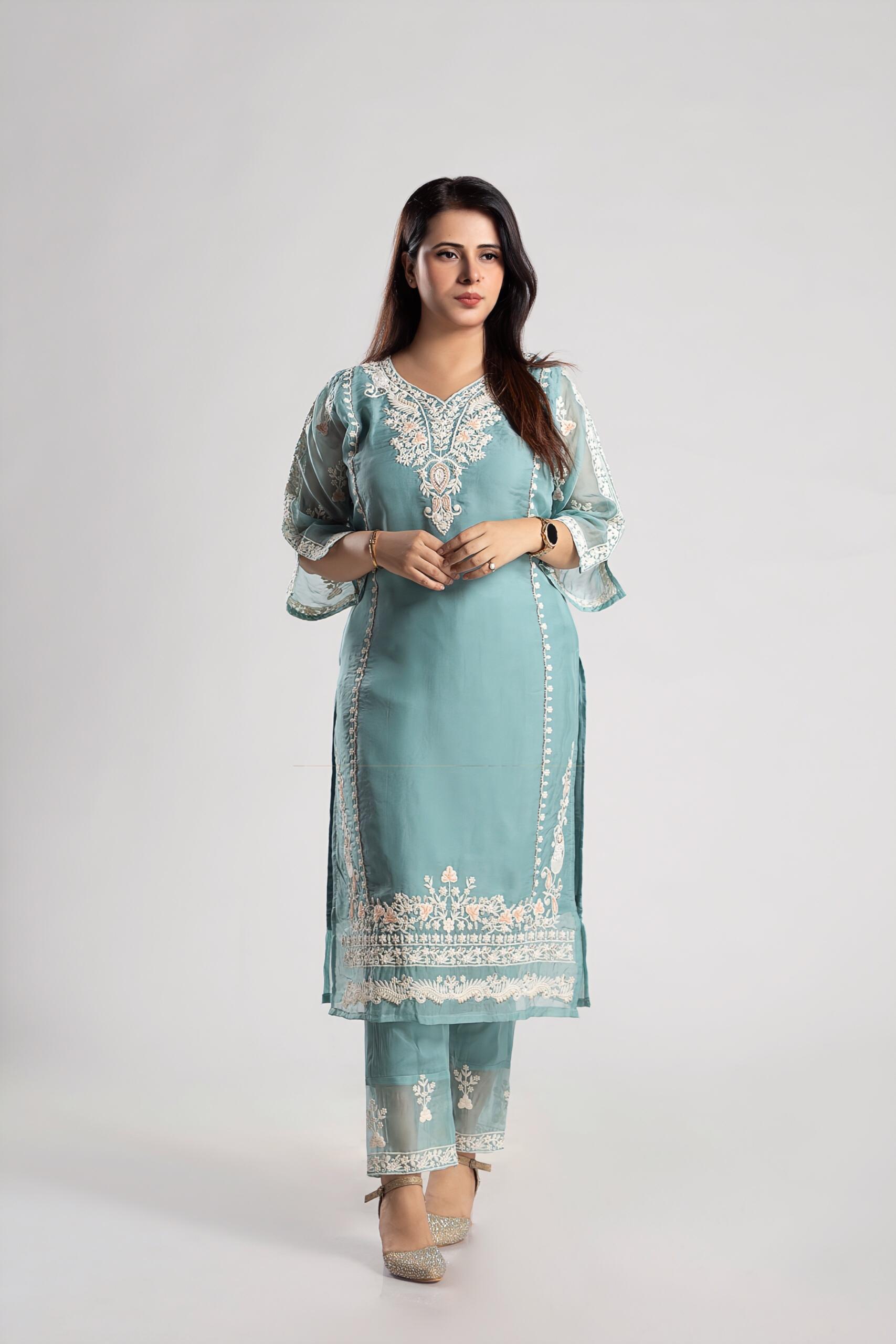 Blue Embroidered Suit Set - Image 7