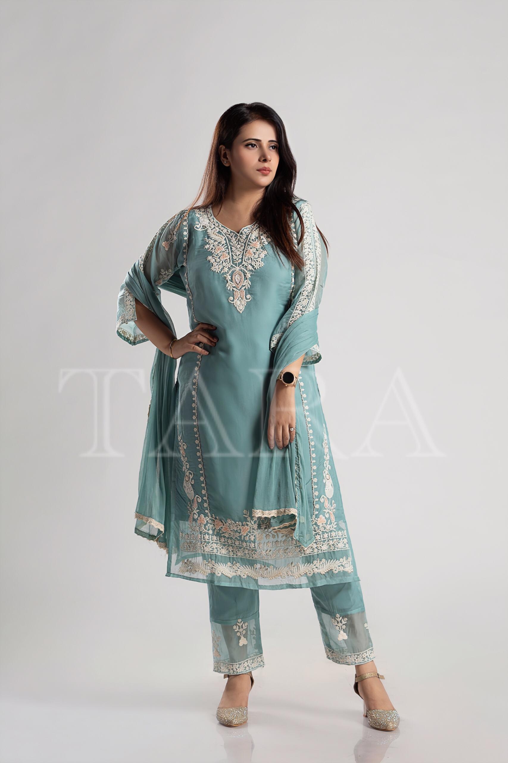 Blue Embroidered Suit Set - Image 6