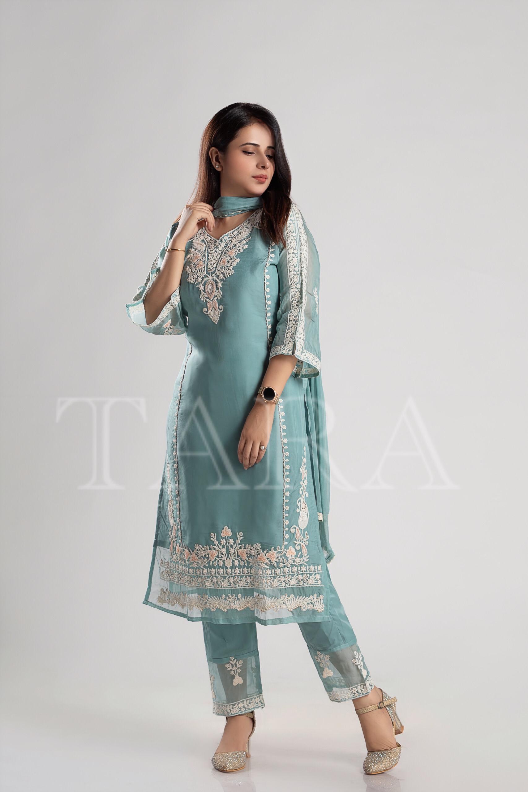 Blue Embroidered Suit Set - Image 5