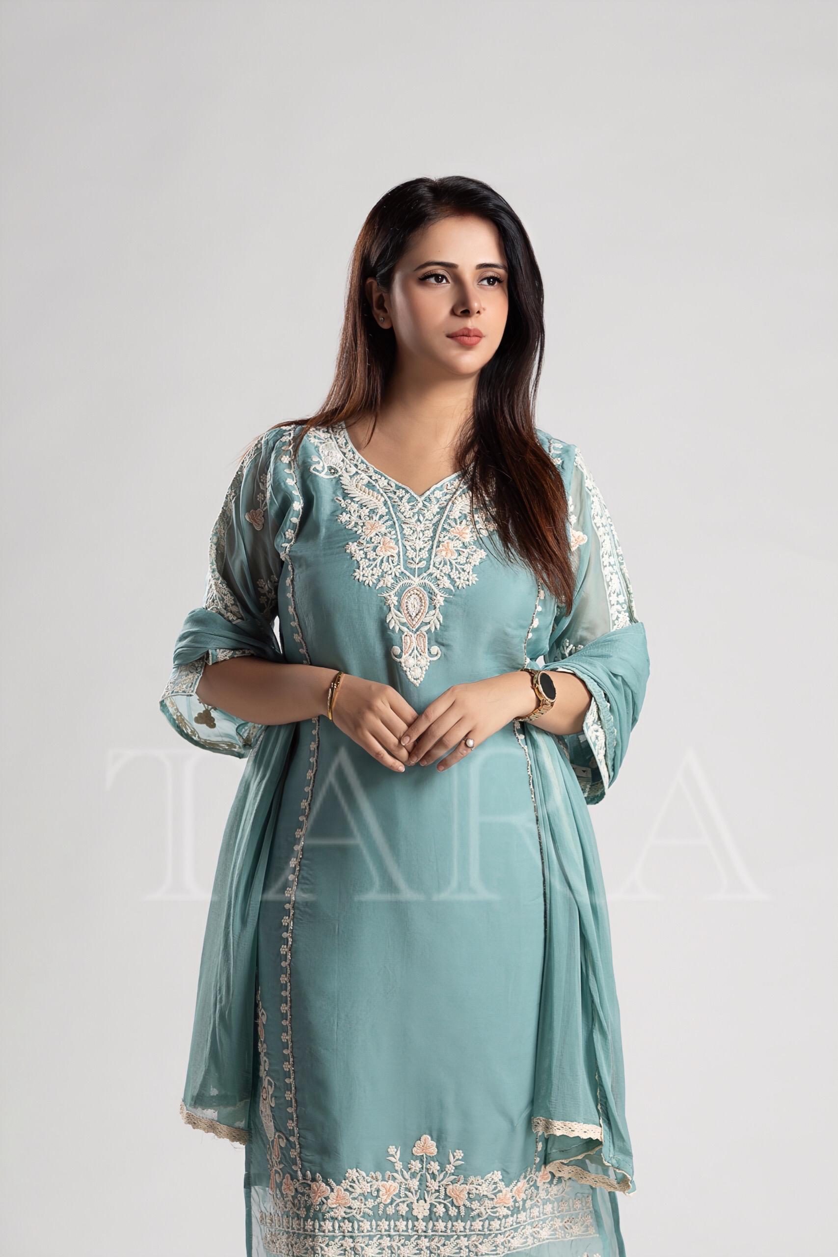 Blue Embroidered Suit Set - Image 2